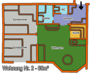 Floor plan from apartment 2 in Haus Romantica in Nauders