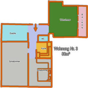 Floor plan from apartment 3 in Haus Romantica in Nauders